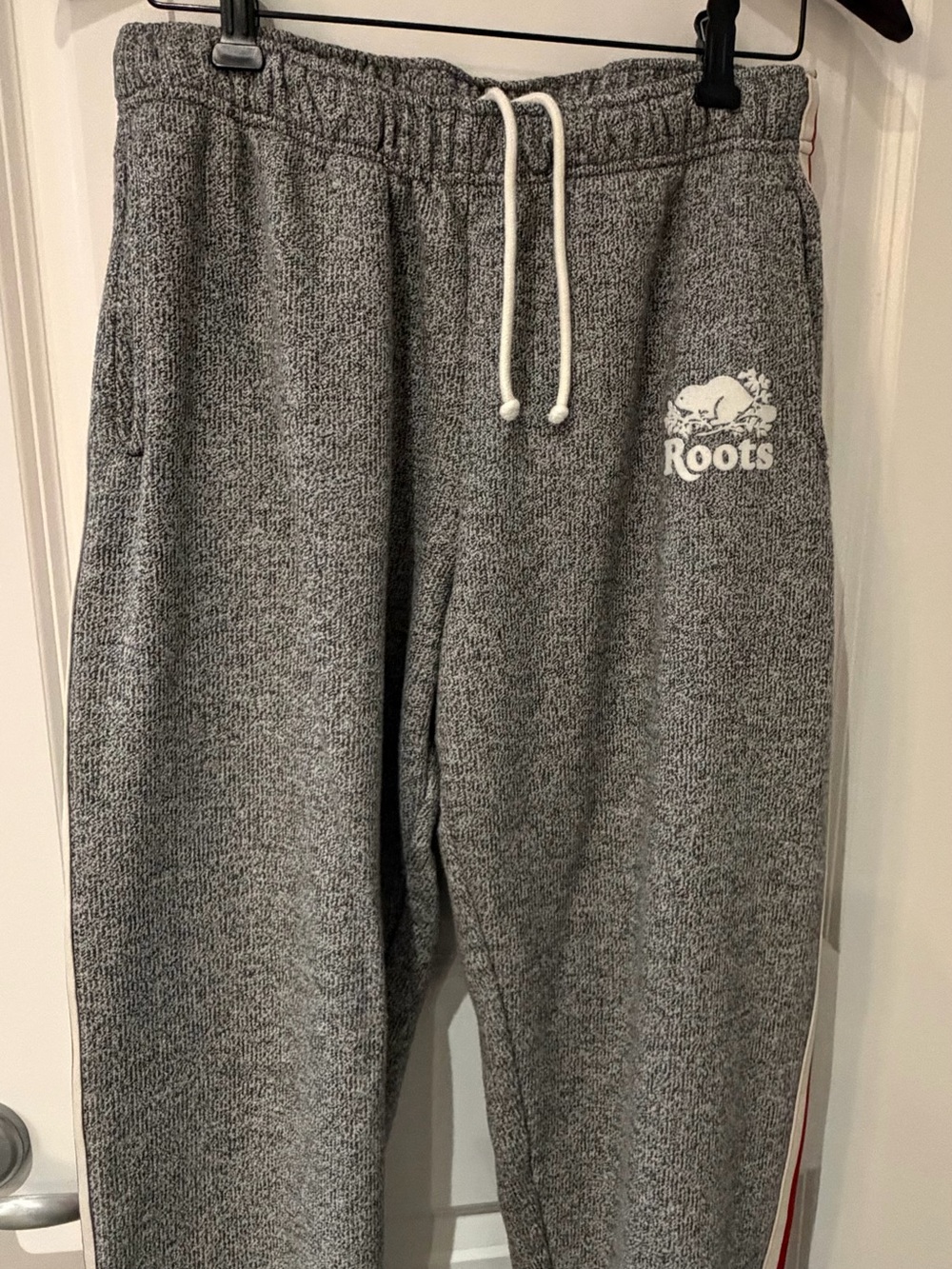 Roots Women’s Gray Heather Sweatpants with White Drawstring
